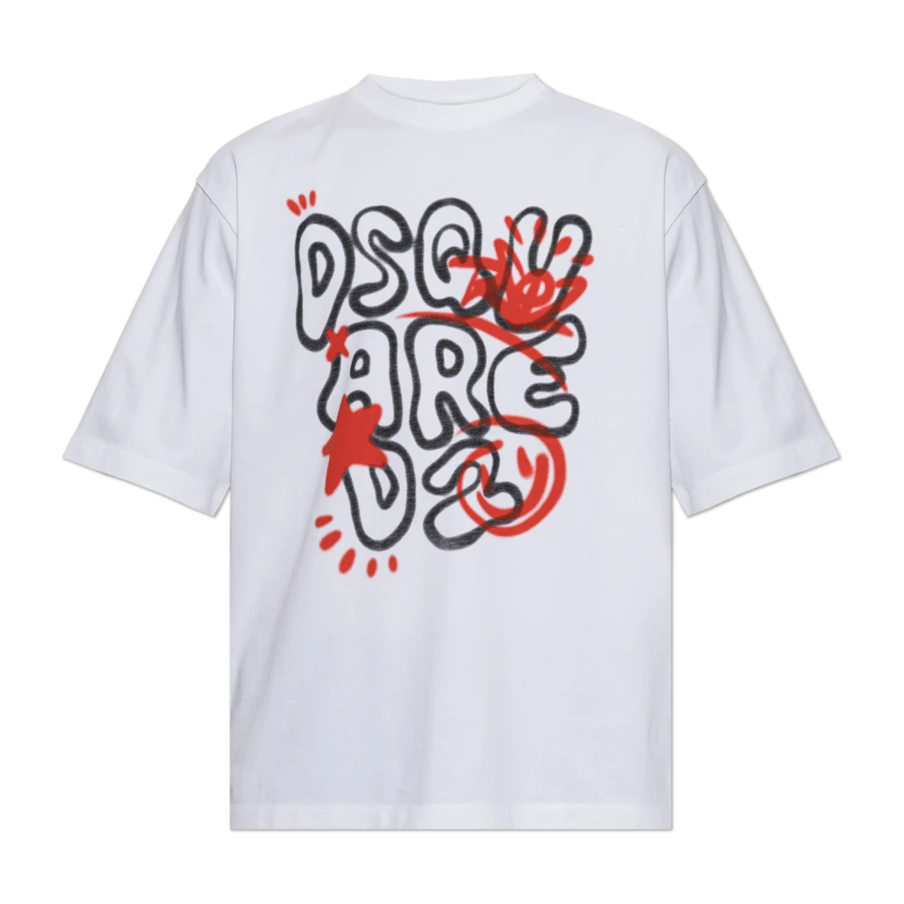 Dsquared2 Printed T-Shirt - Male - T-Shirts - White - S - Tops