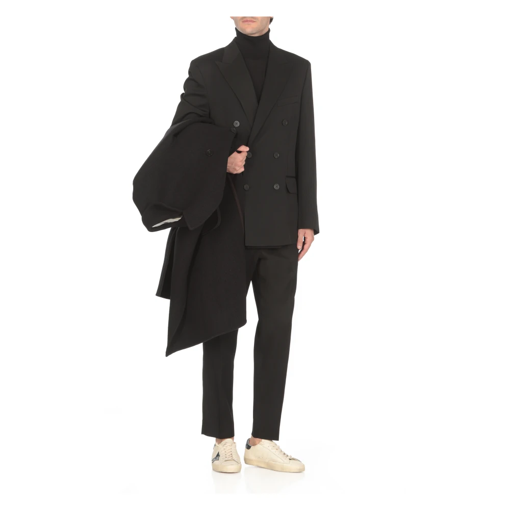 Golden Goose Zwarte wollen double-breasted jas Black Heren