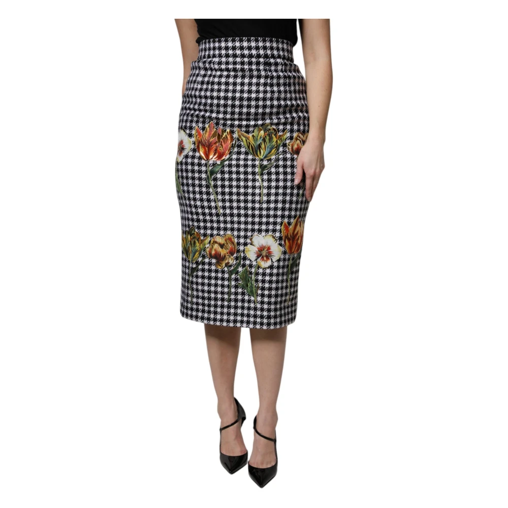 Dolce & Gabbana Multicolor Midi Skirts, Female, S, Floral Print High Waist Pencil Skirt