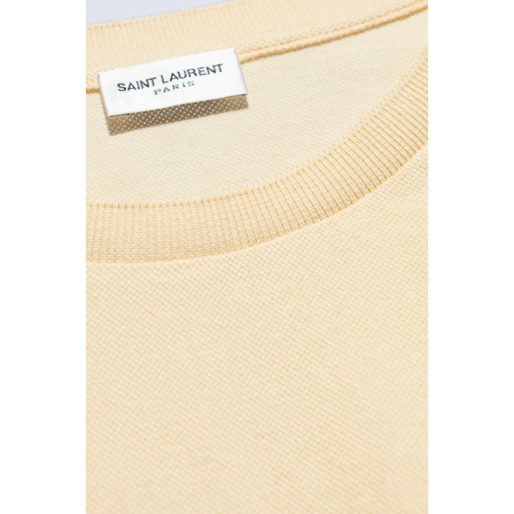Saint Laurent T-shirt met logo-borduursel Beige Heren