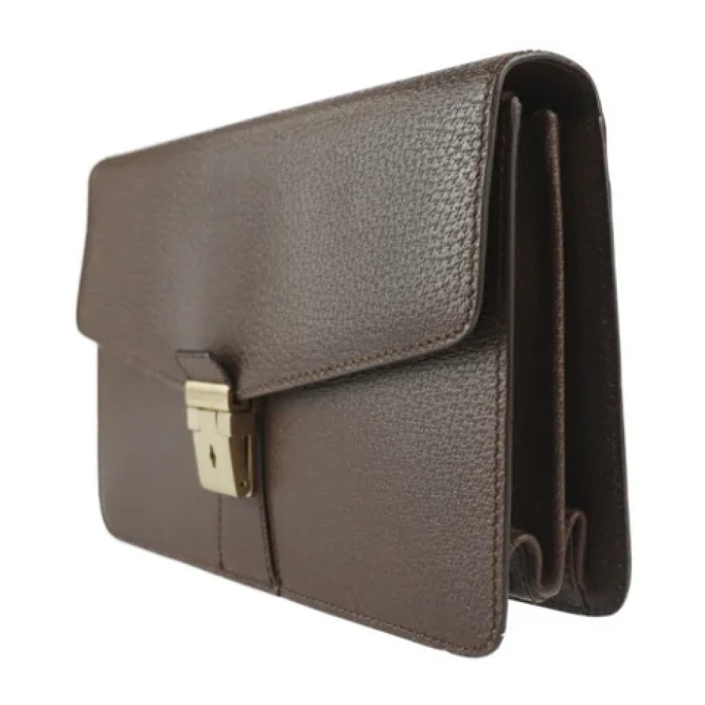 Salvatore Ferragamo Pre-owned Leather clutches Brown Dames