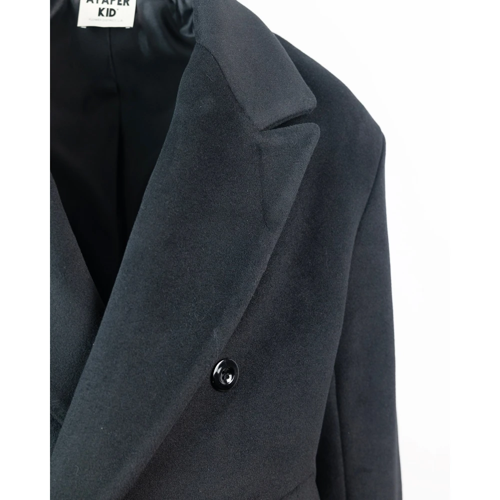 A Paper Kid Zwarte double-breasted jas met oversized revers Black Heren