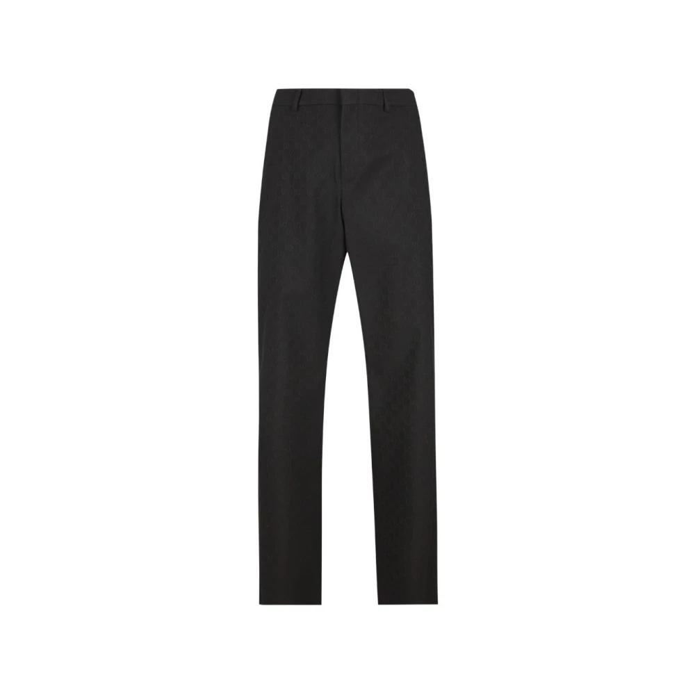 Gucci Men's Black Gg Wool Pants