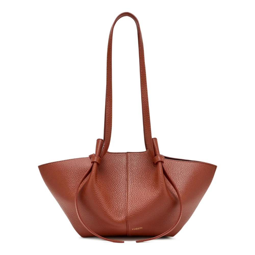 Yuzefi Women's Brown Shopping Bags, One Size, Knotted-Handle Tote Bag