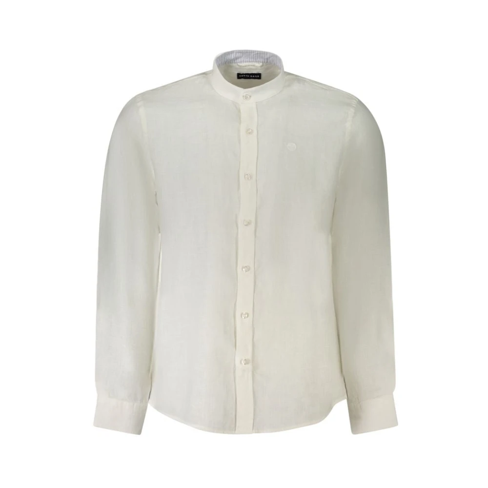 North Sails Men's White Casual Shirts,, Linen Shirt With Korean Collar 2XL
