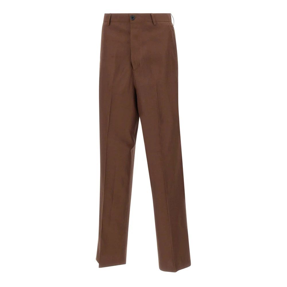 Laneus Men's Brown Straight Trousers - Straight Trousers - M - Trousers