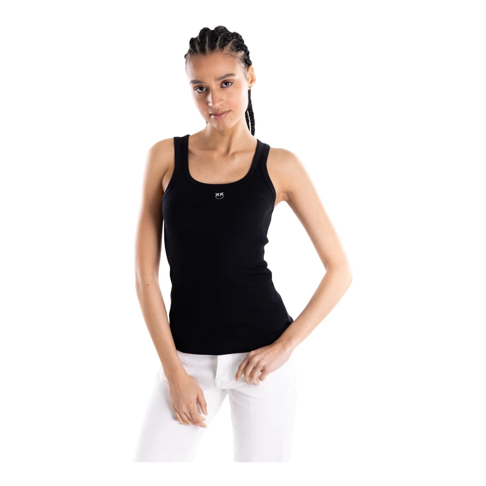 Pinko Donna Nero - Top Con Dettaglio Logo - Tops - Xs