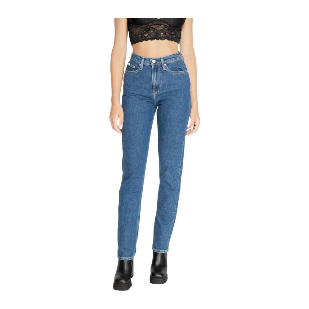 Calvin Klein Jeans Slim Cotton Blend Jeans Collectie Blue Dames