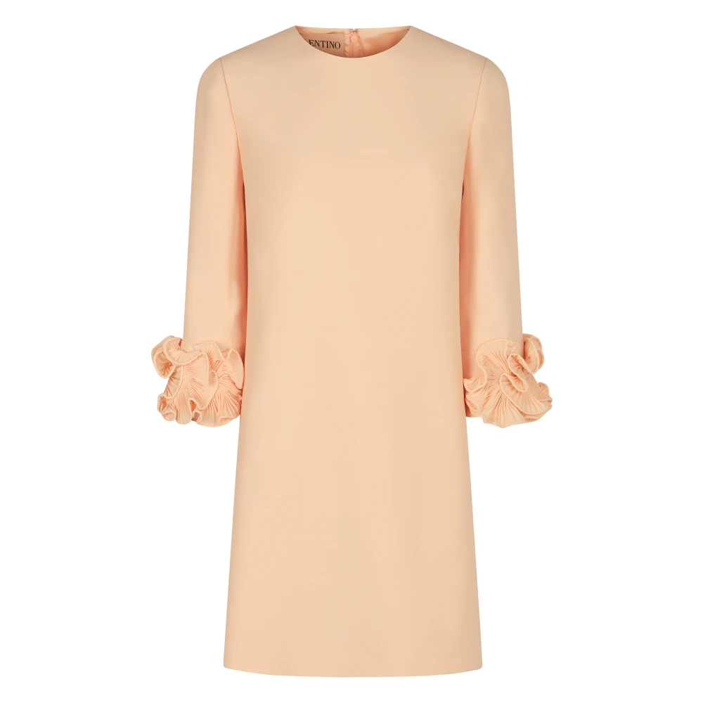 Valentino Garavani Women's Beige Midi Dresses, Xs, Plisse Wool Silk Couture Dress