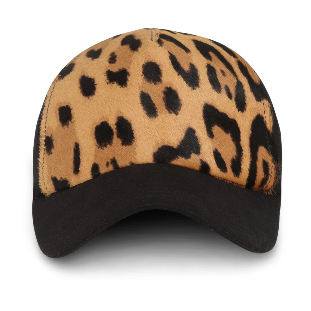 Balmain Leopard print leather cap Brun Dam