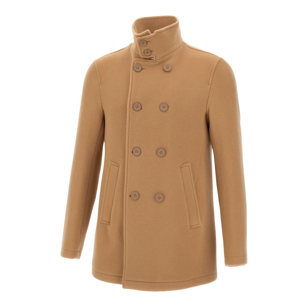 Herno Klassieke Double-Breasted Wollen Jas Brown Heren
