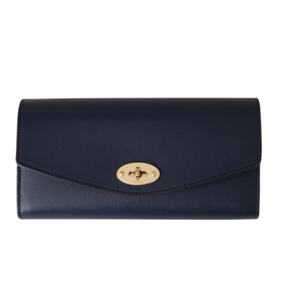 Mulberry Klassieke Portemonnee met Postman's Lock Sluiting Blue Dames