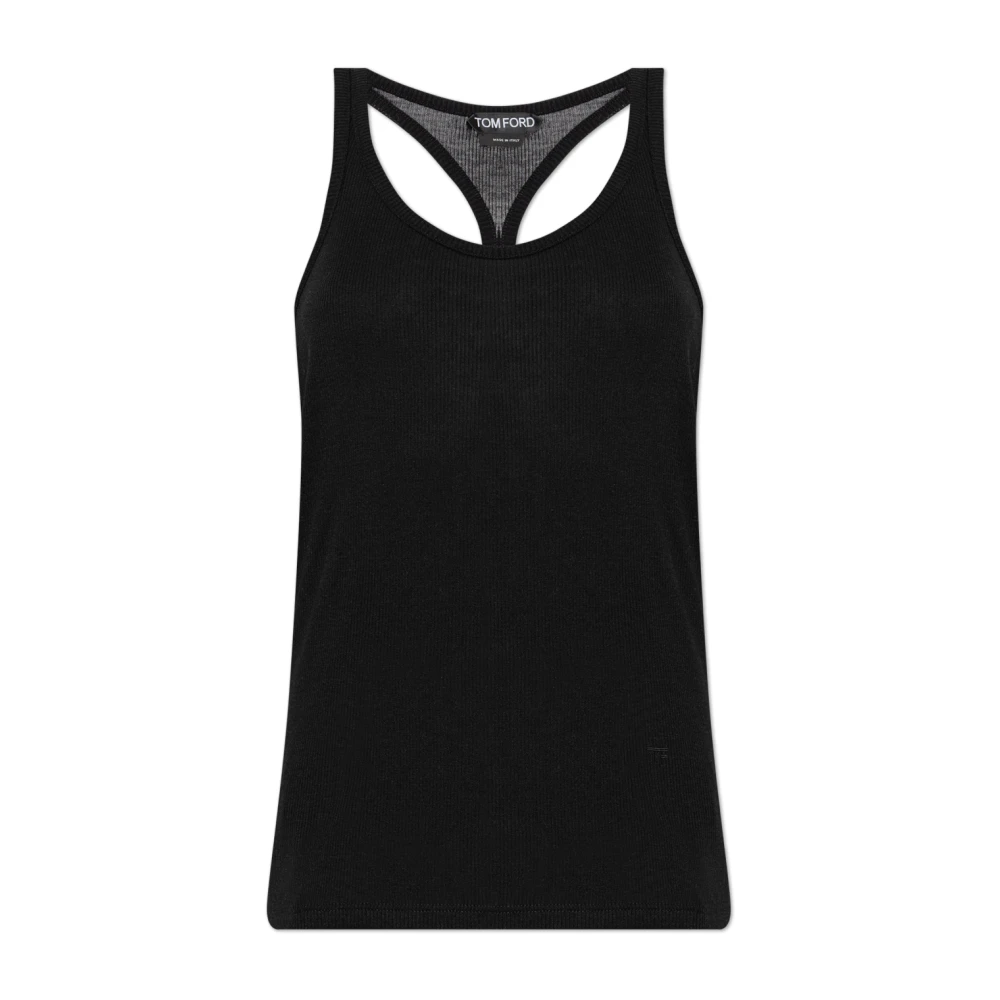Tom Ford Vrouw Zwart Tops Dames, 3XS, Silk-Blend Rib Jersey Tank