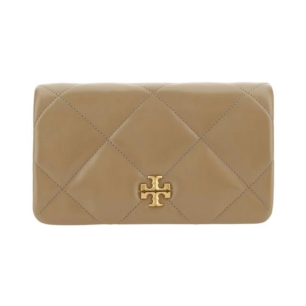 TORY BURCH Diamantgestikte leren schoudertas Brown Dames