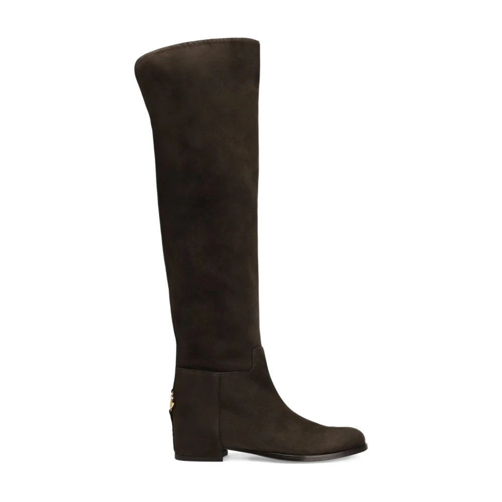 Dolce & Gabbana Suede Thigh-High Boots - Female - Over-The-Knee Boots - Brown - 4 Uk - Shoes