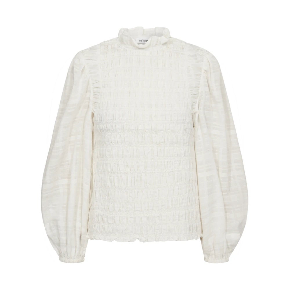 Co'Couture Witte Smock Blouse met Hoge Hals White Dames