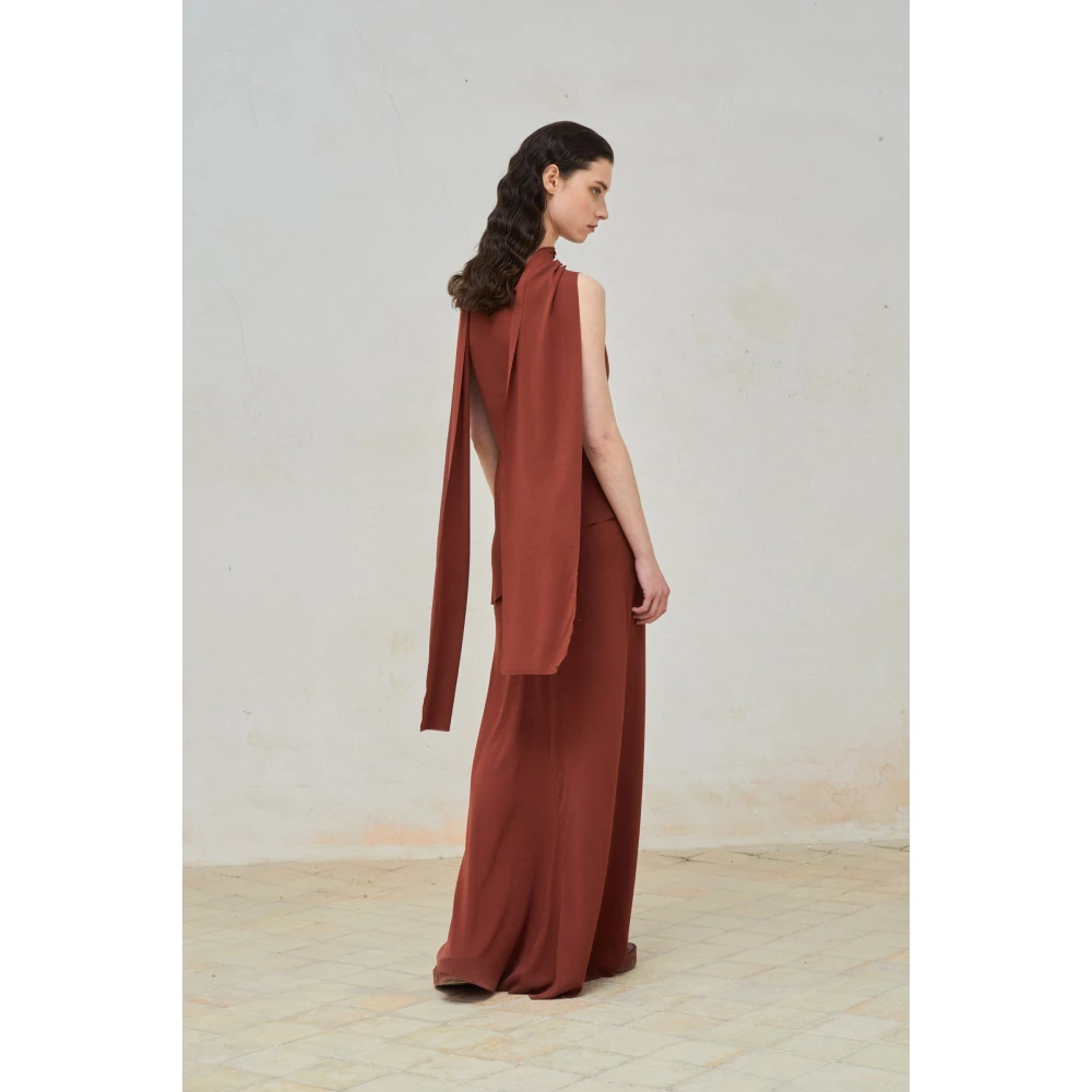 Cortana Zijden Stretch Top met Geïntegreerde Sjaal Red Dames