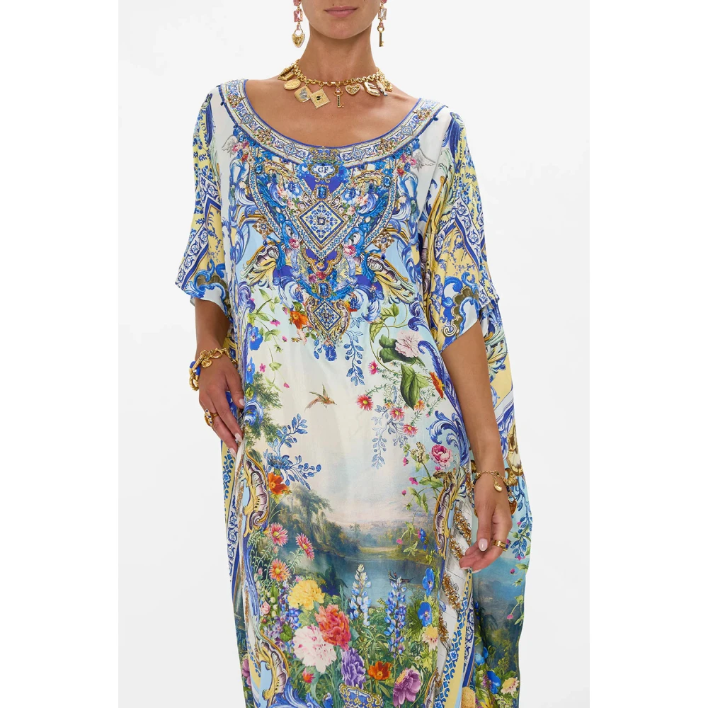 Camilla Zijden kaftan met ronde halslijn Multicolor Dames
