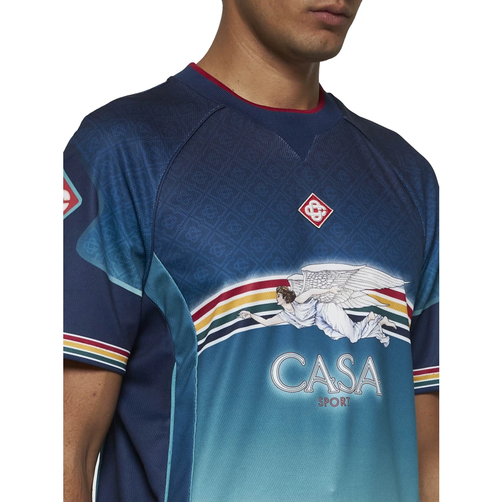 Casablanca Voetbalstijl Jersey T-shirt met Multicolor Print Multicolor Heren