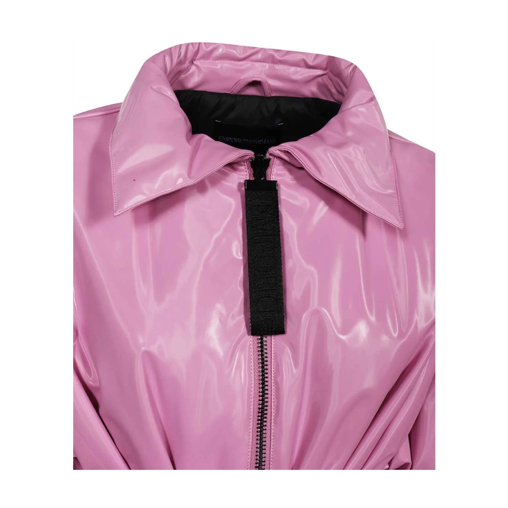Emporio Armani Gebonden rits omlaag jas met afneembare capuchon Pink Dames