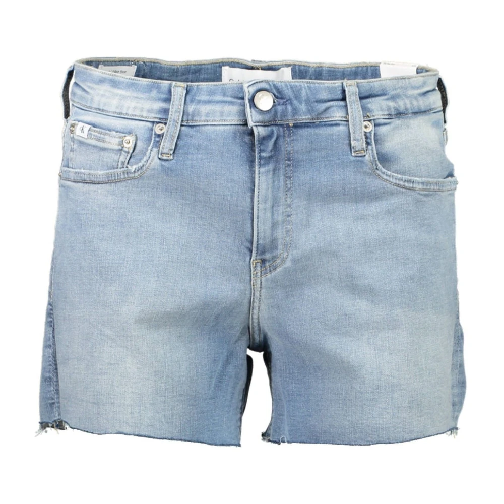 Calvin Klein Blauwe Denim Shorts met Gewassen Effect Blue Dames