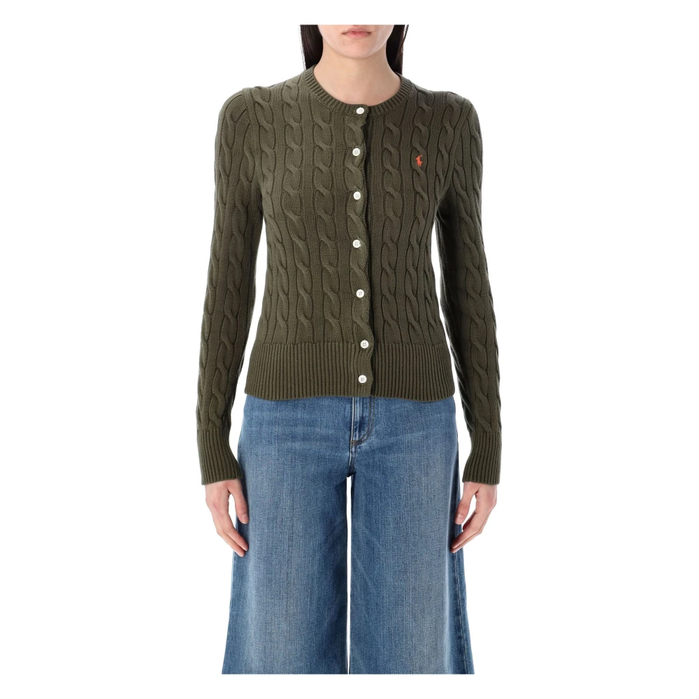 Polo Ralph Lauren Kabelgebreide Cardigan met Ronde Hals Green Dames