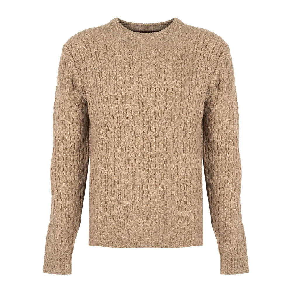 Pepe Jeans Men's Beige Simple Knit Jumper With Decorative Pattern - Round-Neck Knitwear - L - Knitwear
