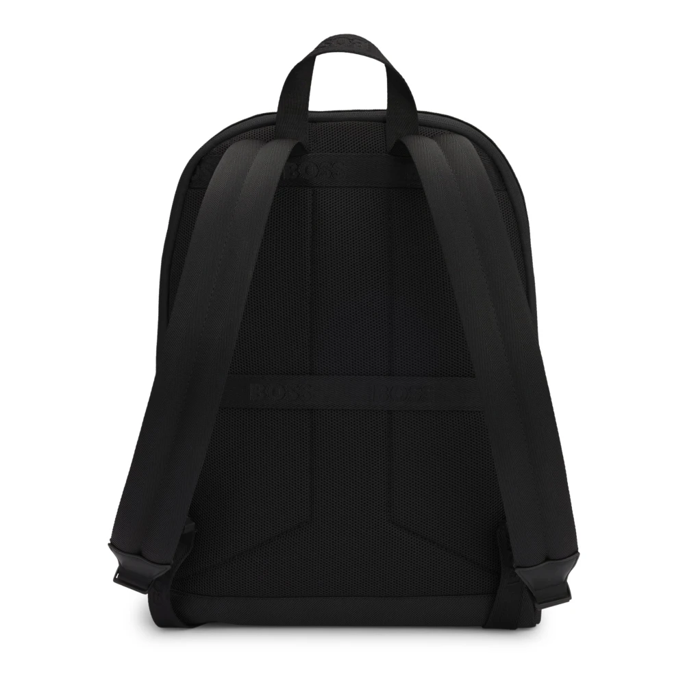 Hugo Boss Gestructureerde Zwarte Rugzak met Kenmerkende Details Black Heren
