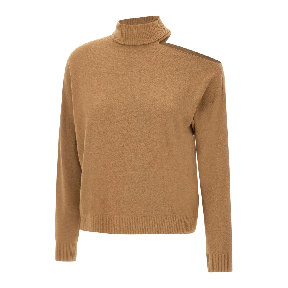 Kaos Bruine Sweater met Cut-Out Detail Brown Dames