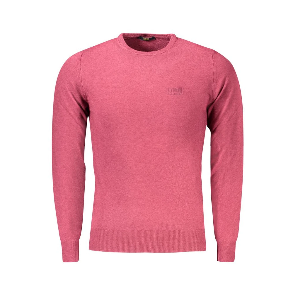 Cavalli Class Men's Red Polyester Pullover - Round-Neck Knitwear - 2XL- Knitwear