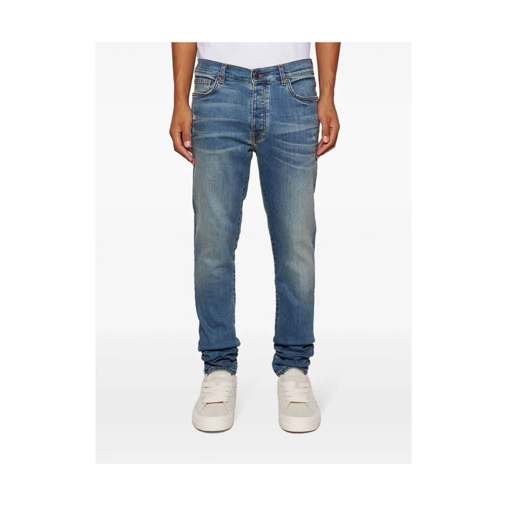 Amiri Blauwe Skinny Stretch Jeans met Logo Blue Heren
