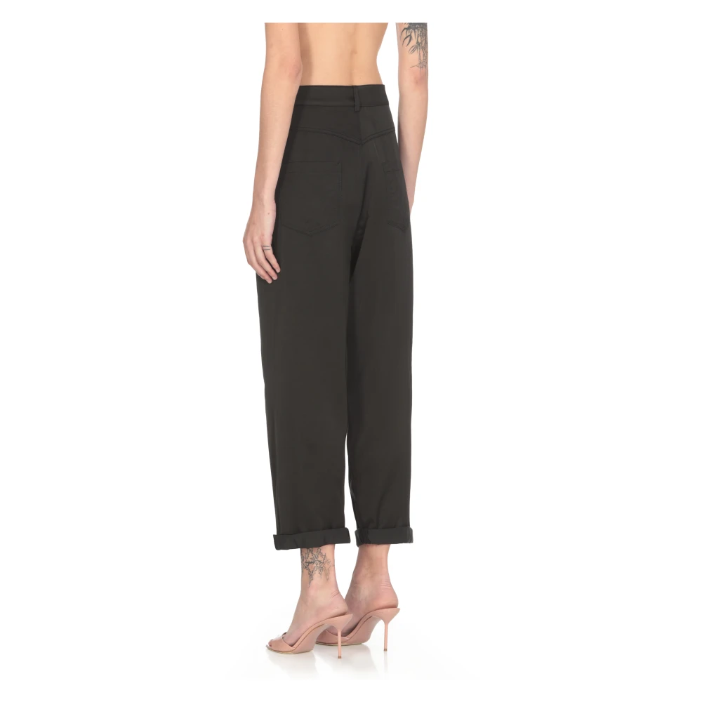 pinko Zwarte Viscose Broek met Riemlussen Black Dames