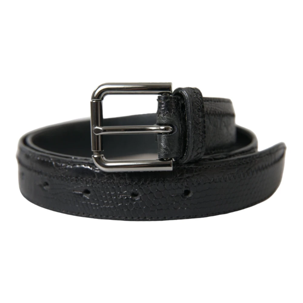Dolce & Gabbana Men's Black Elegant Leather Belt With Metal Buckle - Belts - One Size - Accessories