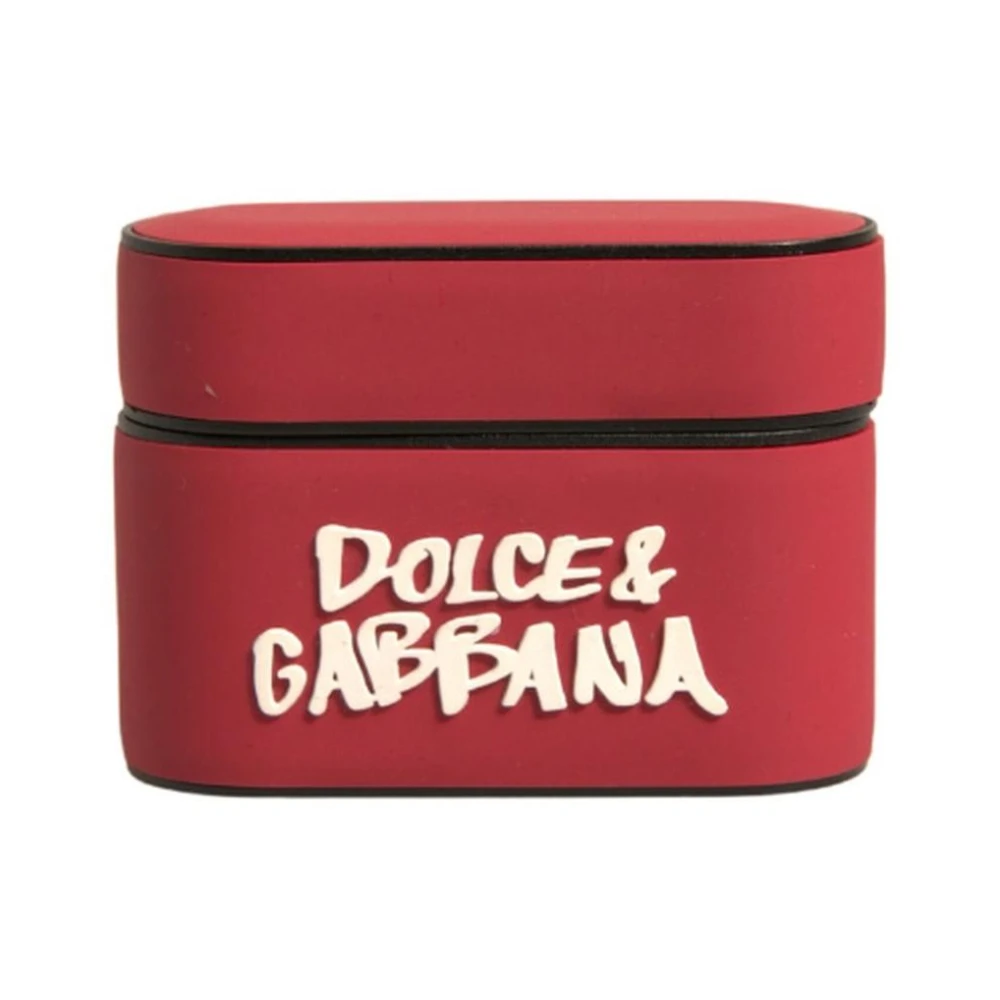 Dolce & Gabbana Men's Red Headphones, One Size, Embossed Logo Airpods Case