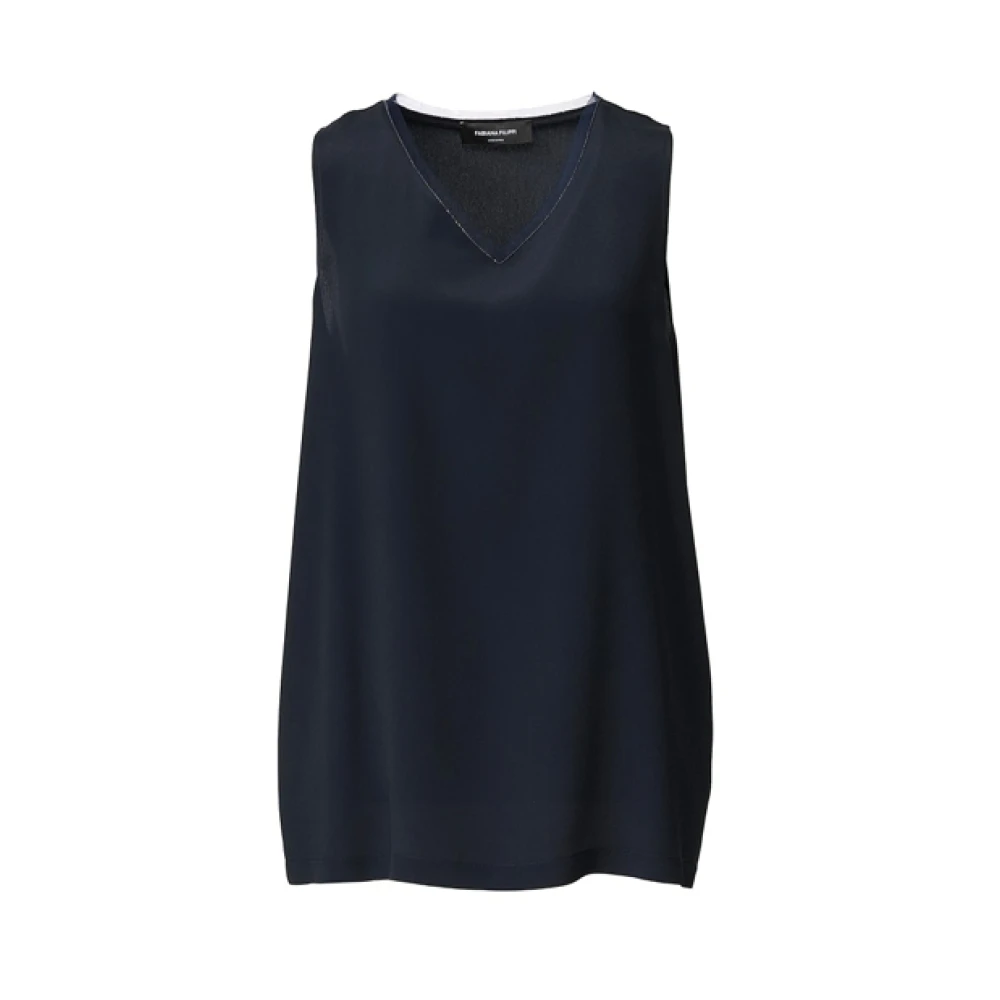 Fabiana Filippi Blue Sleeveless Tops, Female, Xs, V-Neck Tank Top
