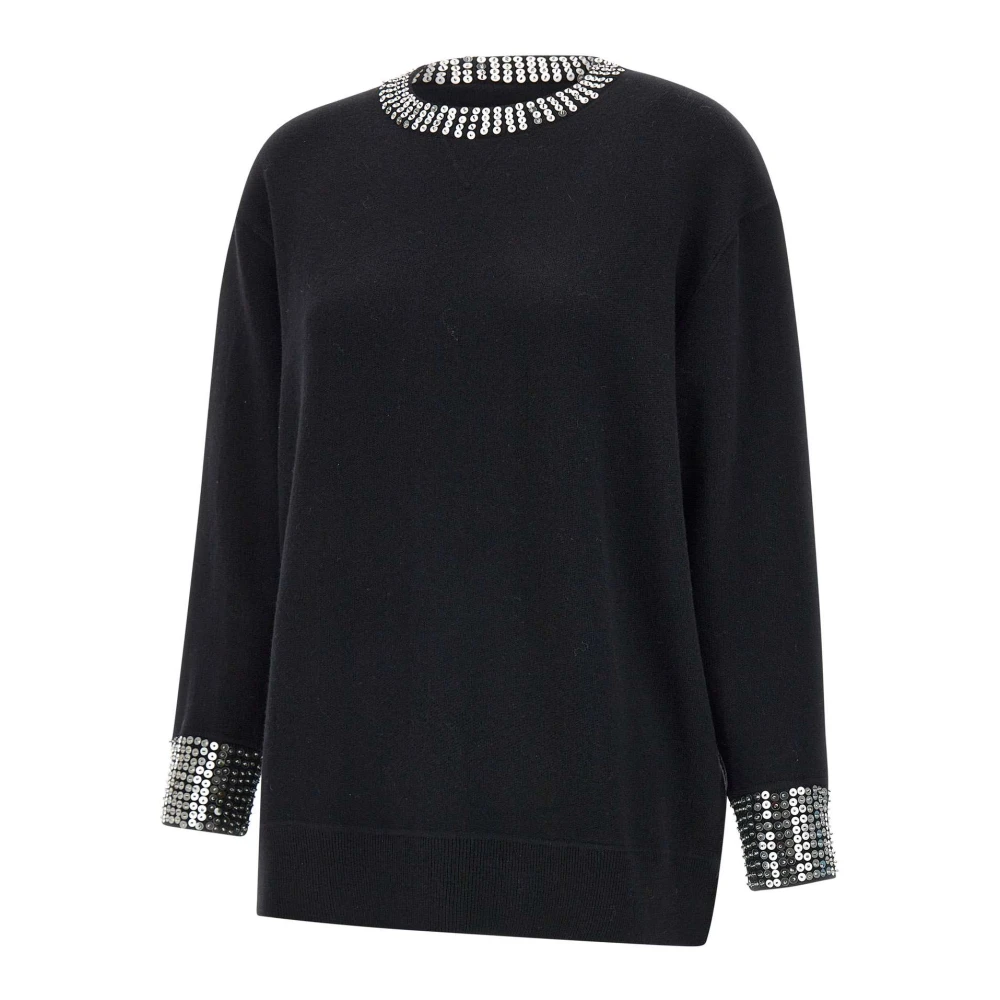 Kaos Zwarte paillet maxi trui Black Dames