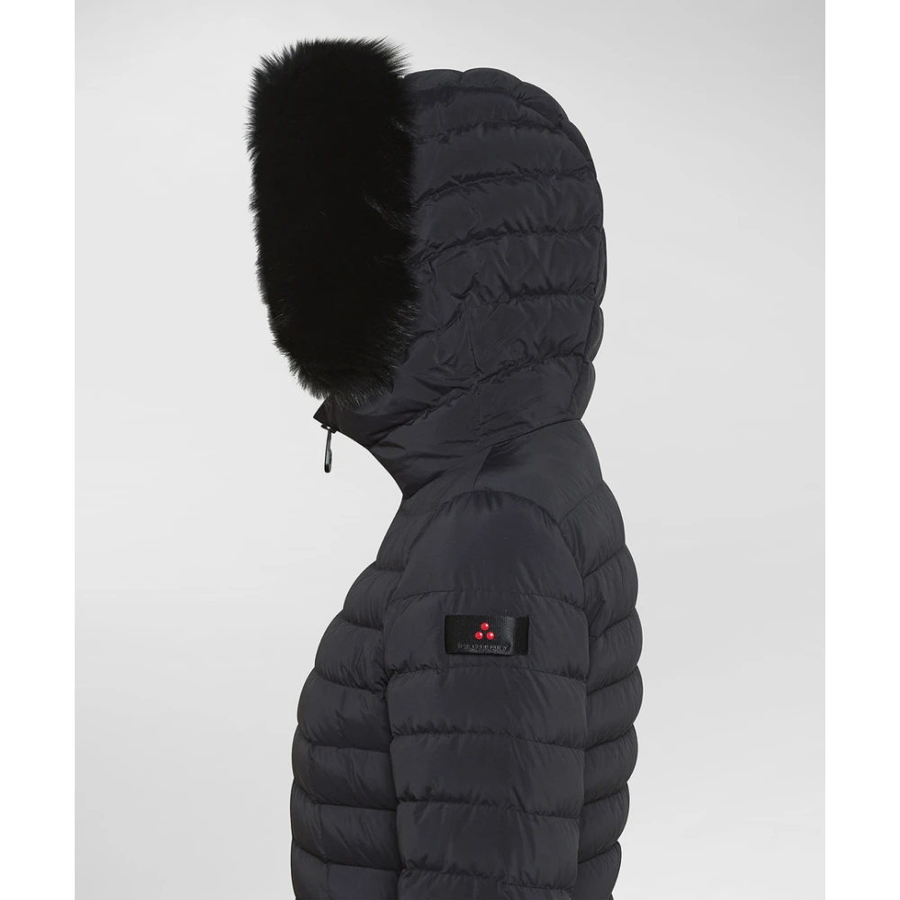 Peuterey Lichtgewicht donsjack met vossenbont Black Dames