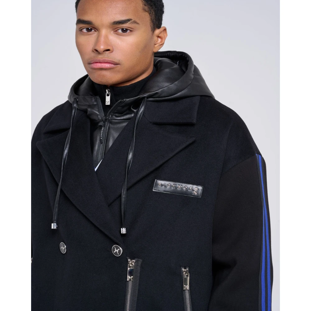 John Richmond Lange jas met capuchon Black Heren