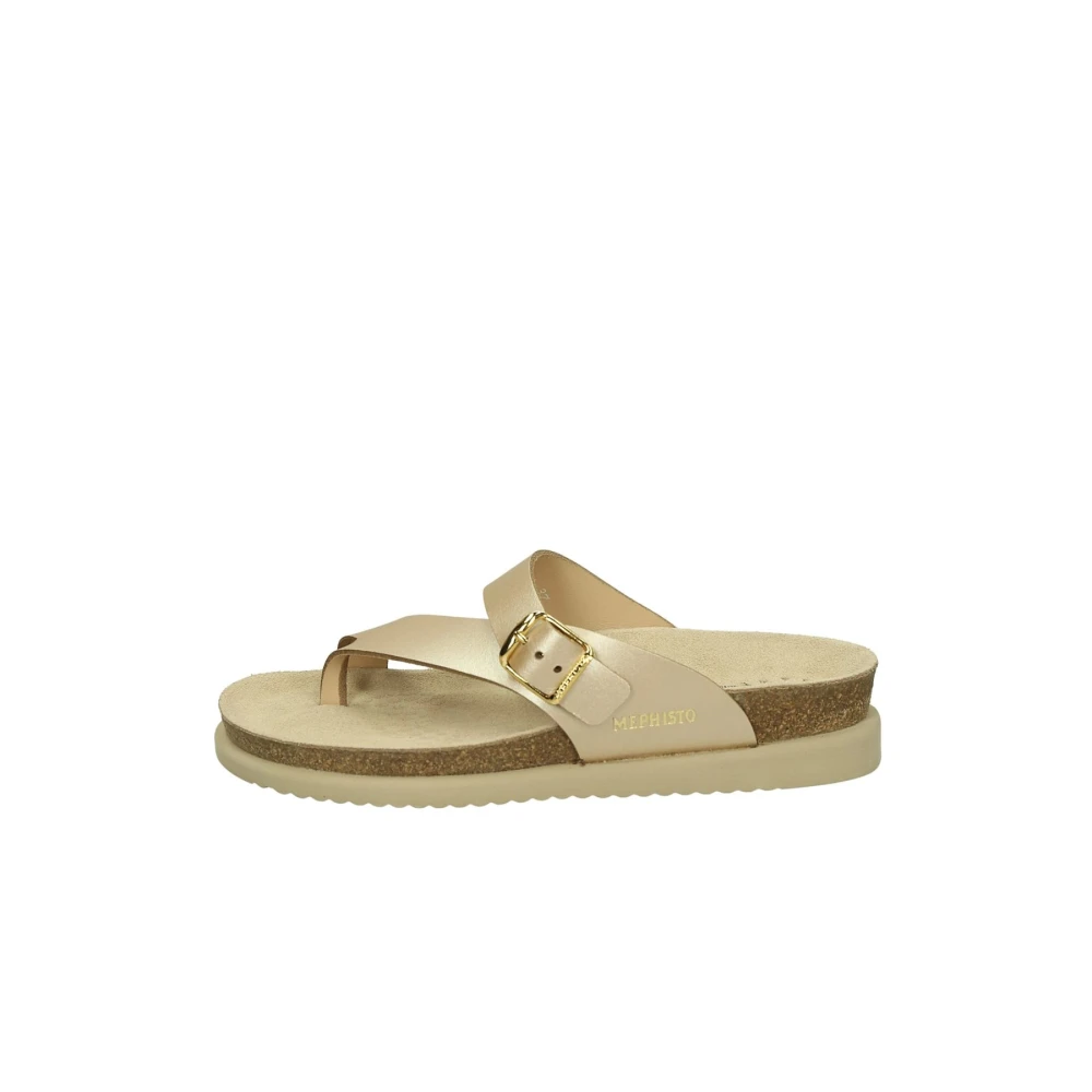 Mephisto Yellow Wedges, Female, 4 Uk, Leather Sandals With Buckle Closure