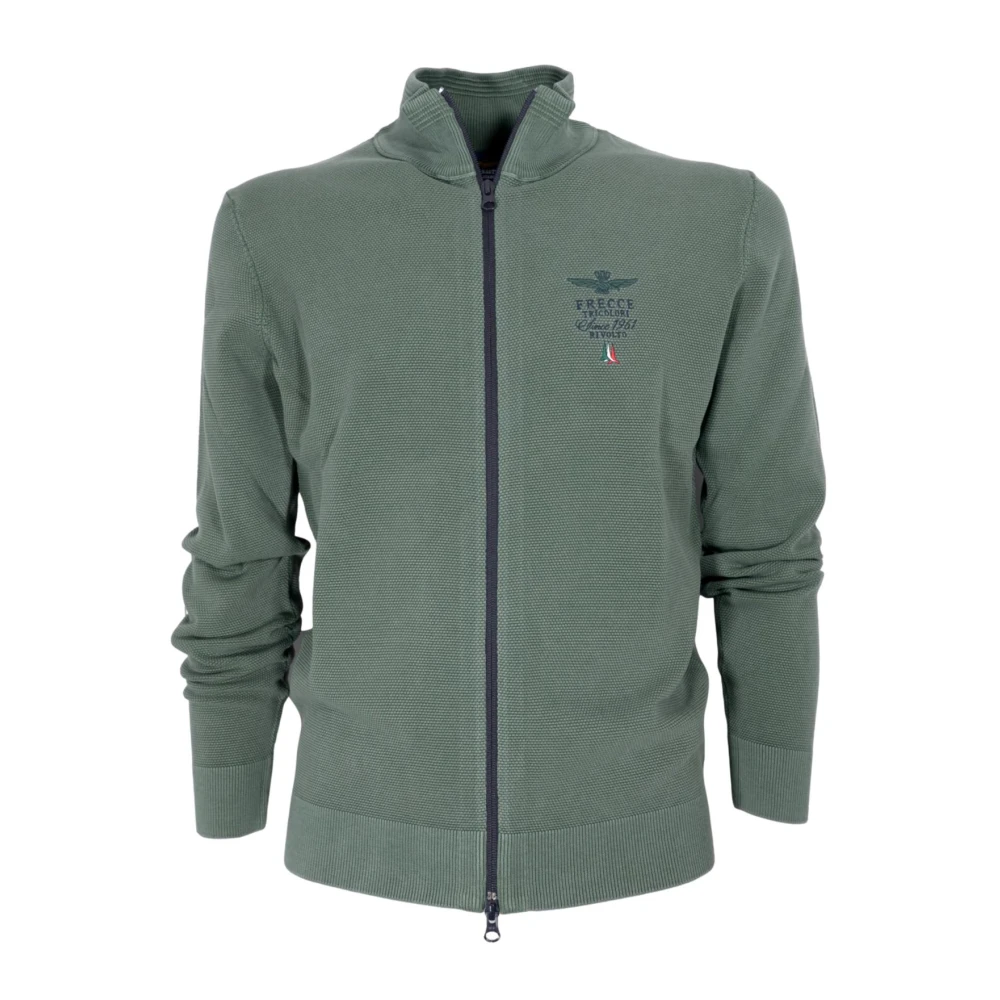 Aeronautica Militare Men's Green Zip-Throughs, 3XL, Cotton Full Zip Jumper Ma1393