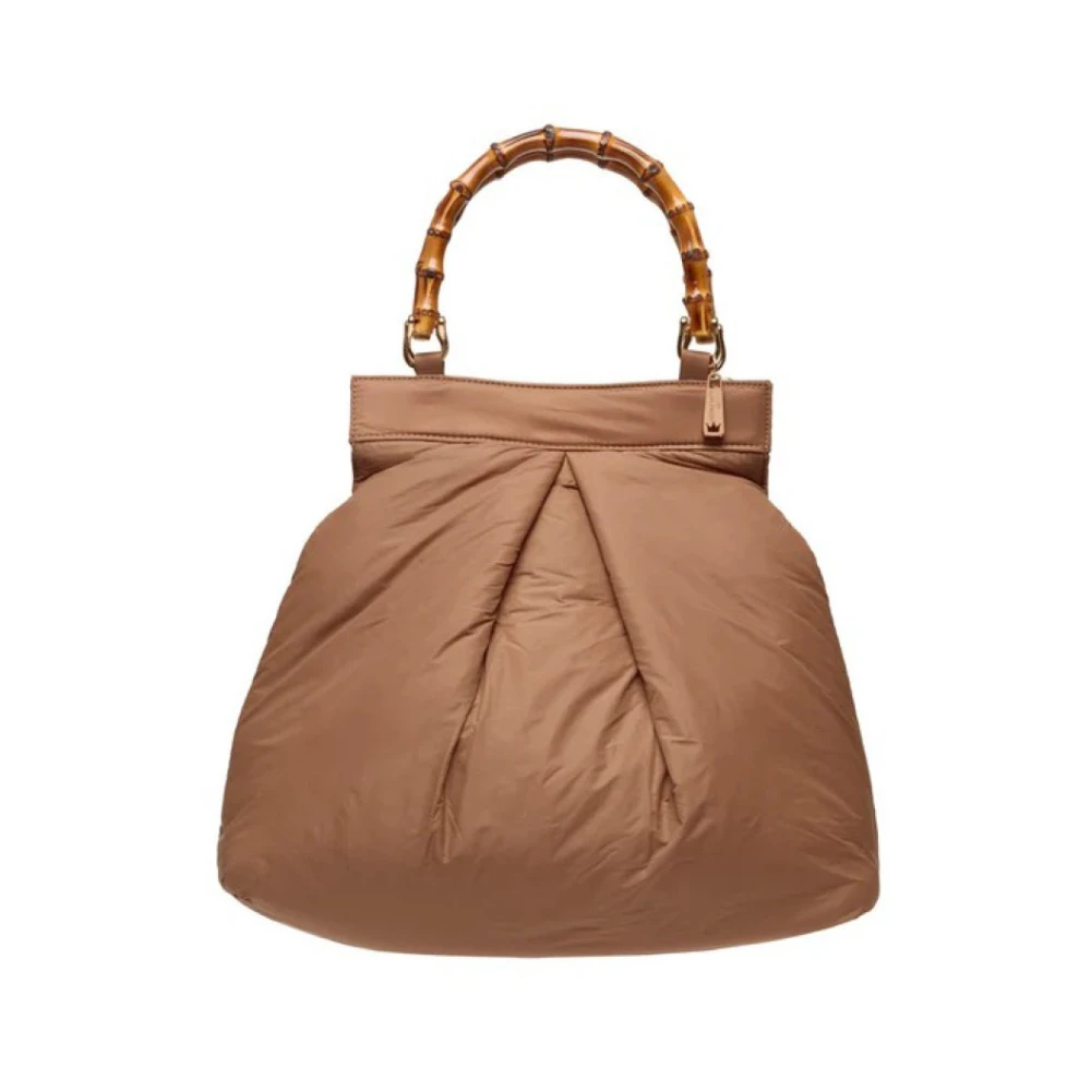 La Milanesa Bruine Nylon Handtas met Bamboe Handvat Brown Dames