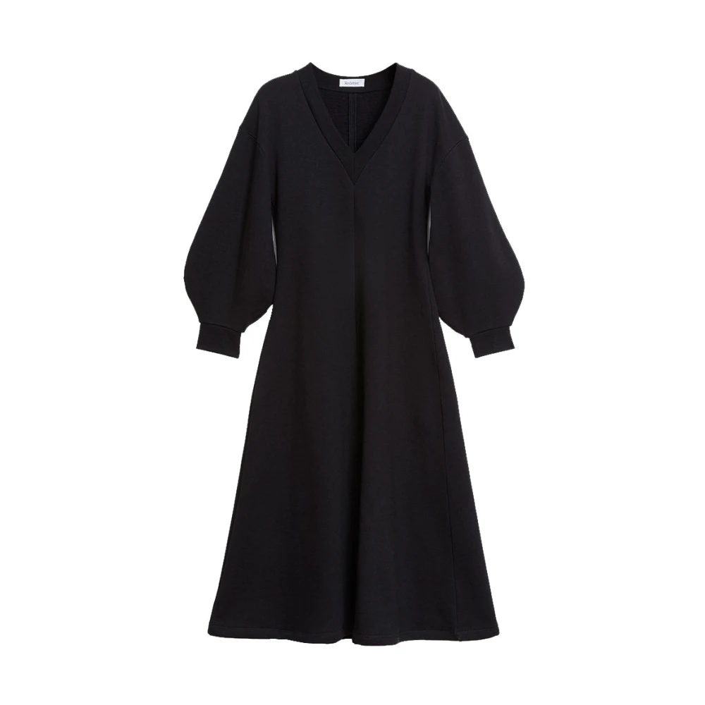 Rodebjer Women's Black Midi Dresses, M, Cotton Balloon Sleeve Dress