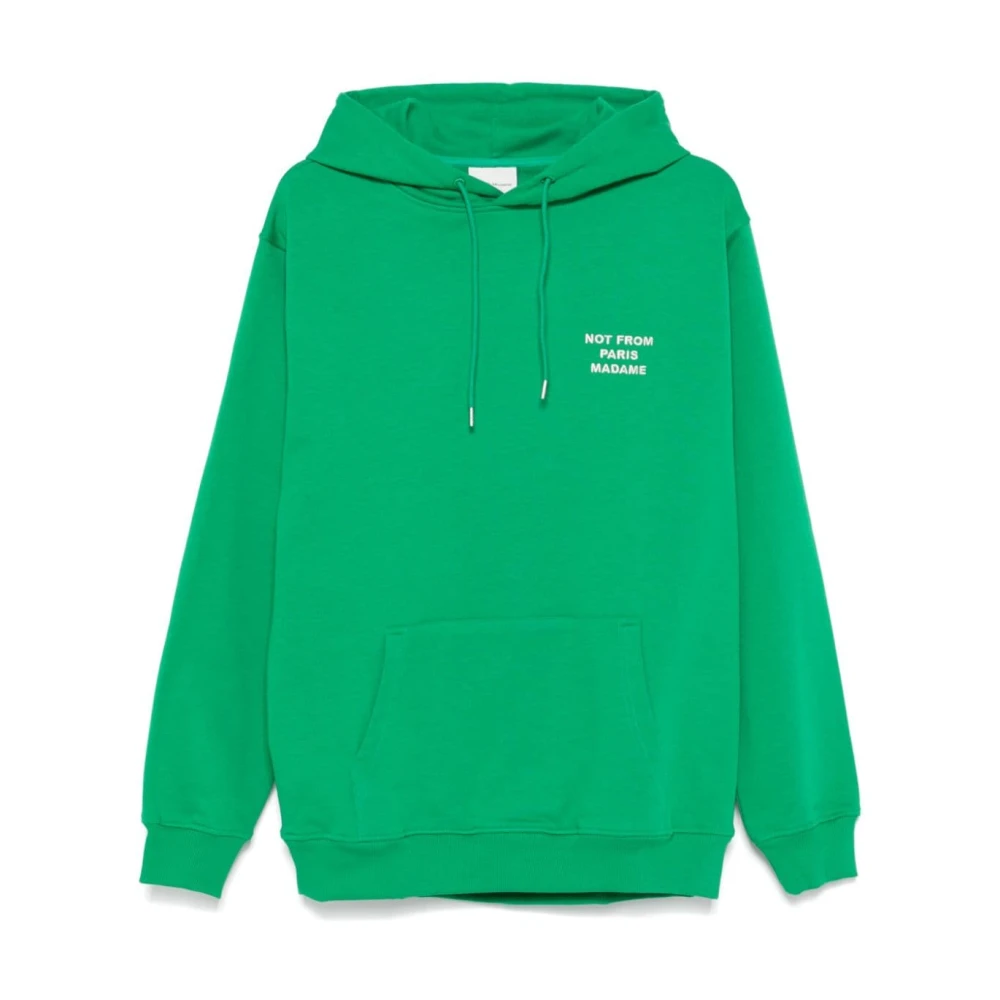 Drole de Monsieur Groene Geborduurde Slogan Hoodie Sweater Green Heren