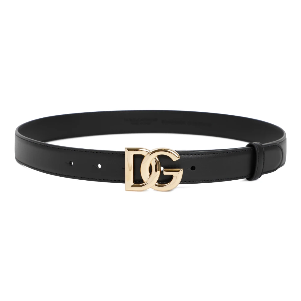 Dolce & Gabbana Women's Black Belts, 80 Cm, Logo Leather Belt
