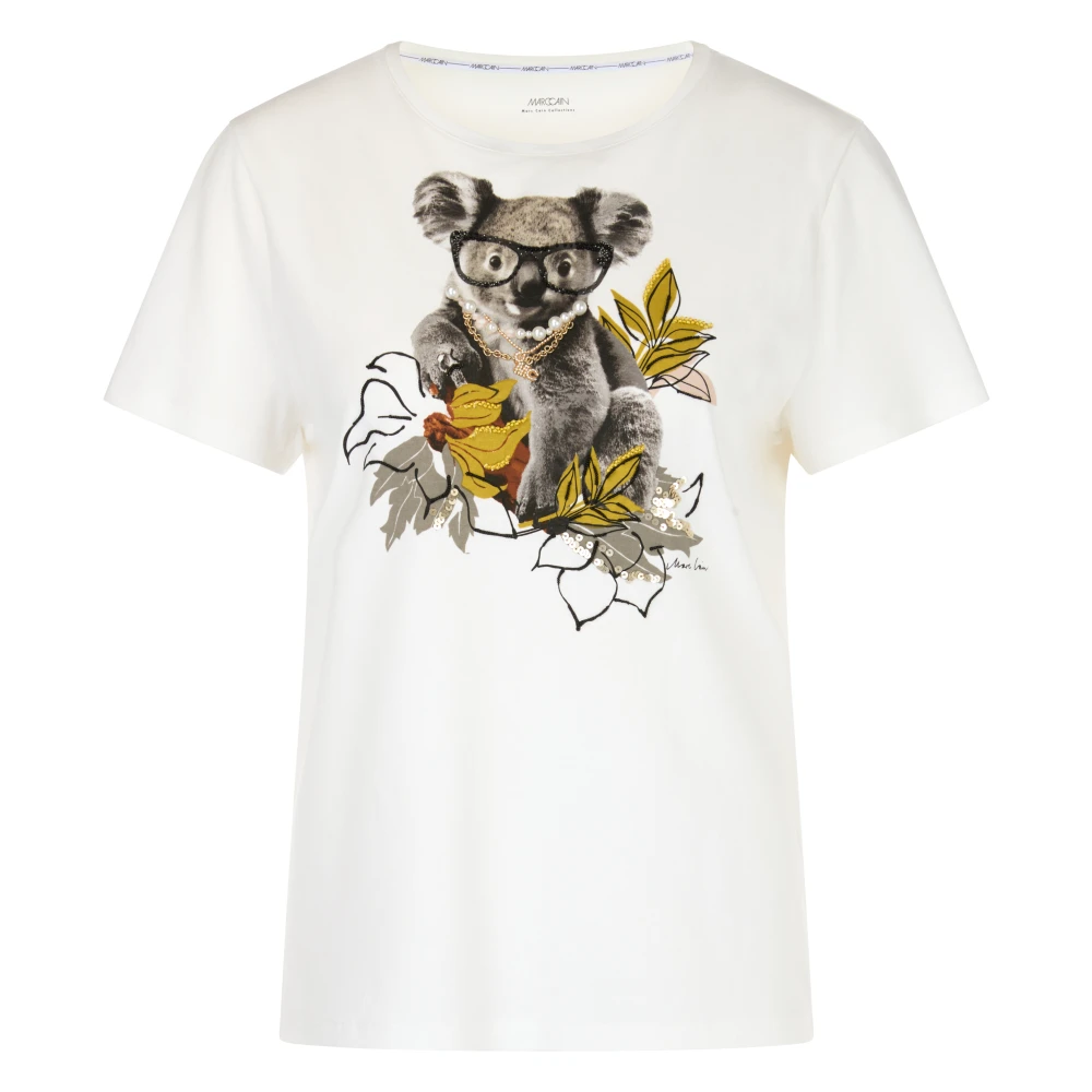 Marc Cain Koala Beer 3D Applicatie T-Shirt White Dames