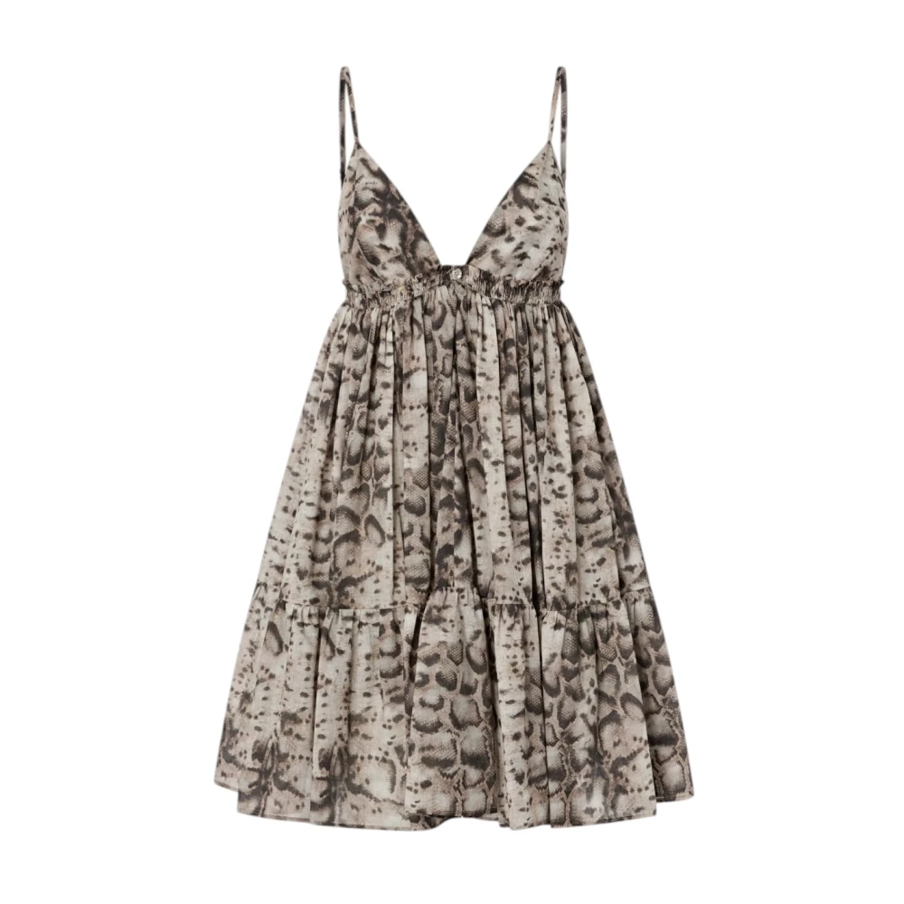 Pinko Women's Beige Short Dresses, L, Short Muslin Snake-Print Dress