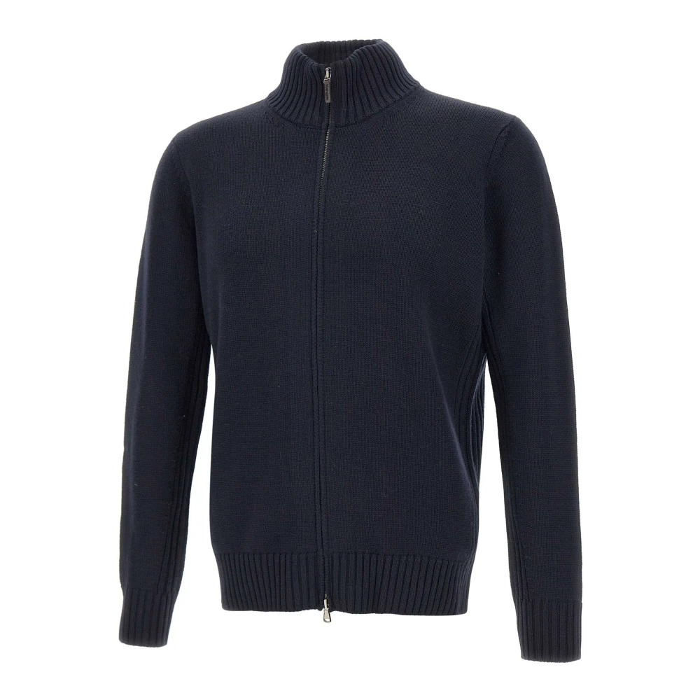 Kangra Men's Blue Cardigans, Xl, Ribbed Zip-Up Cardigan