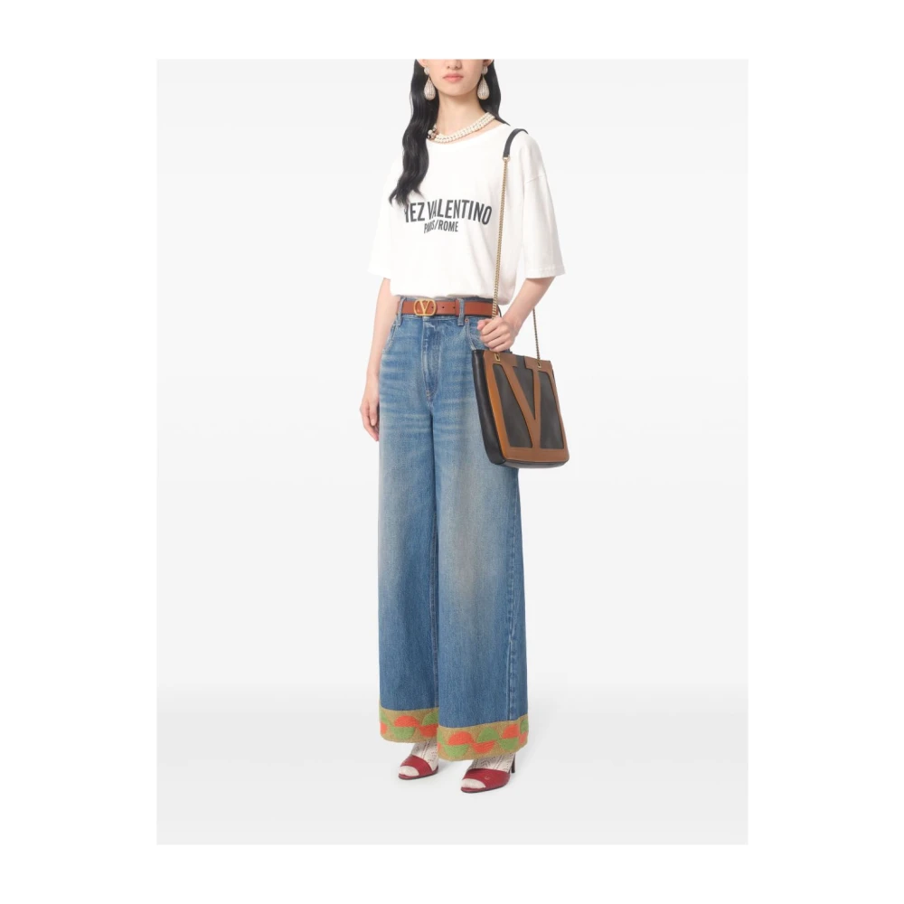 Valentino Wit Katoenen Slogan Print T-shirt White Dames