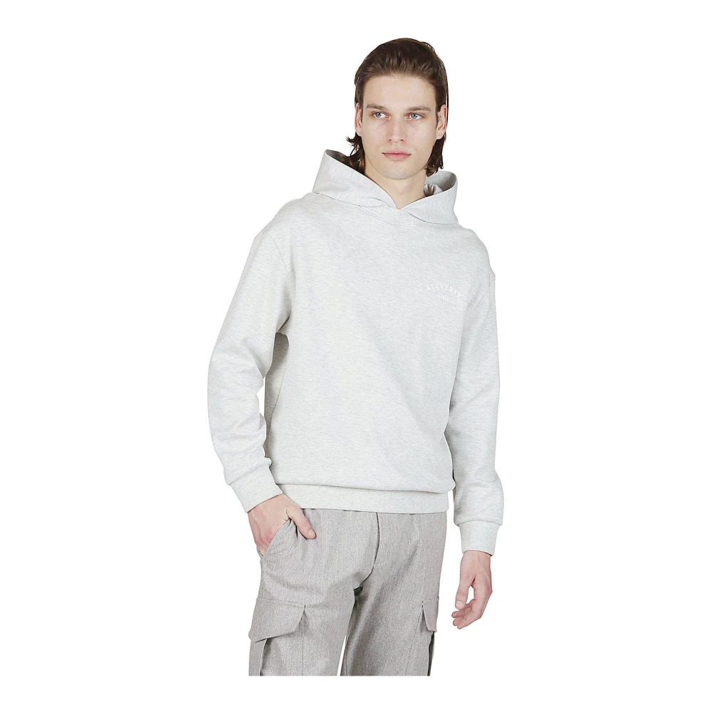 Eleventy Giza Cotton Hoodie Sweater Gray Heren