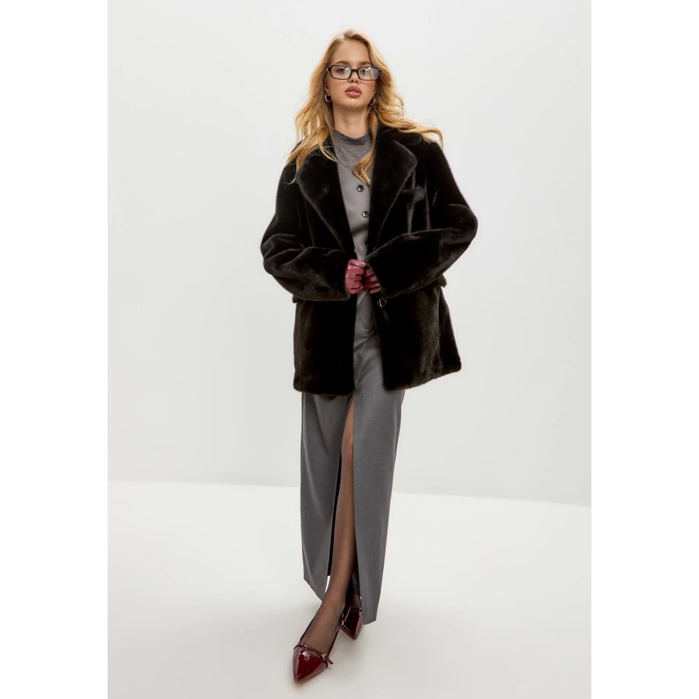 Cesare Gaspari Faux Fur & Shearling Jackets Black Dames